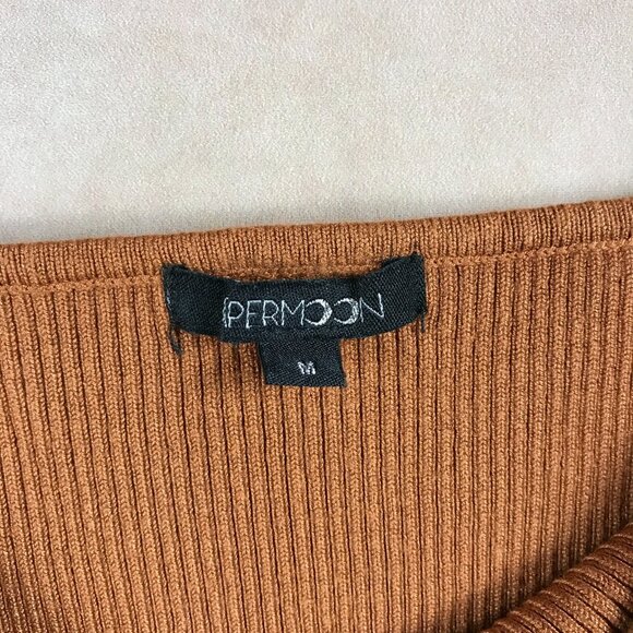 Brown Ribbed Asymmetrical Tube Top PAPERMOON Size MEDIUM - Picture 7 of 8